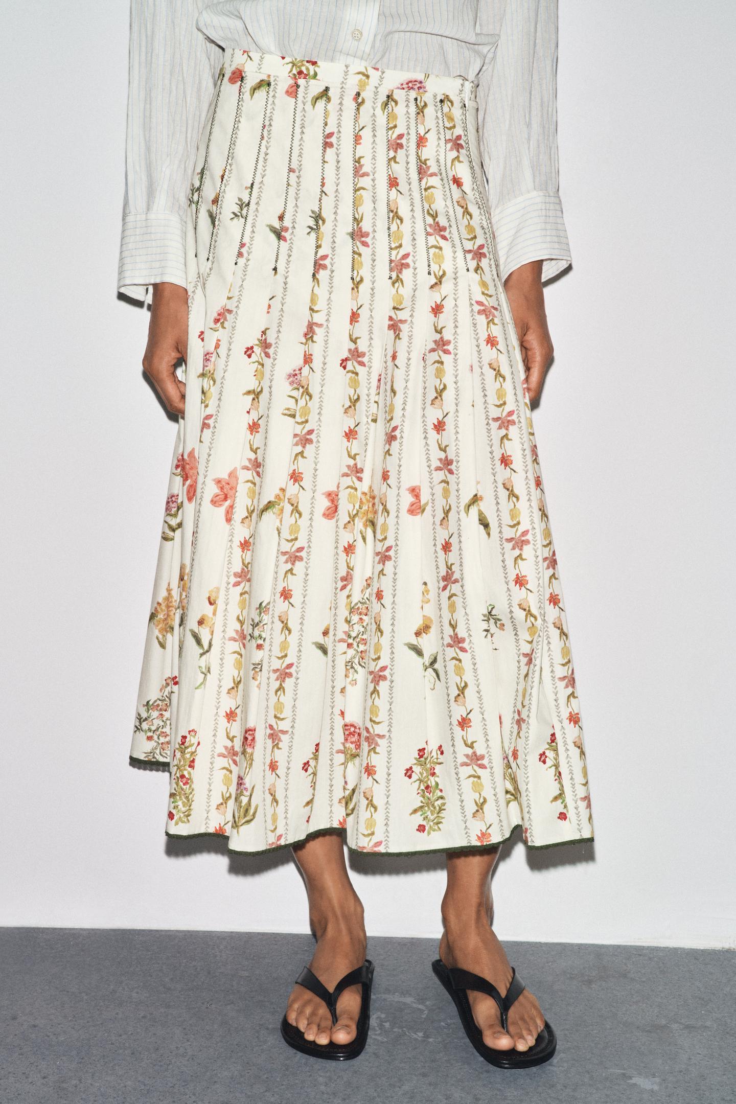 Falling Petals Midi Skirt