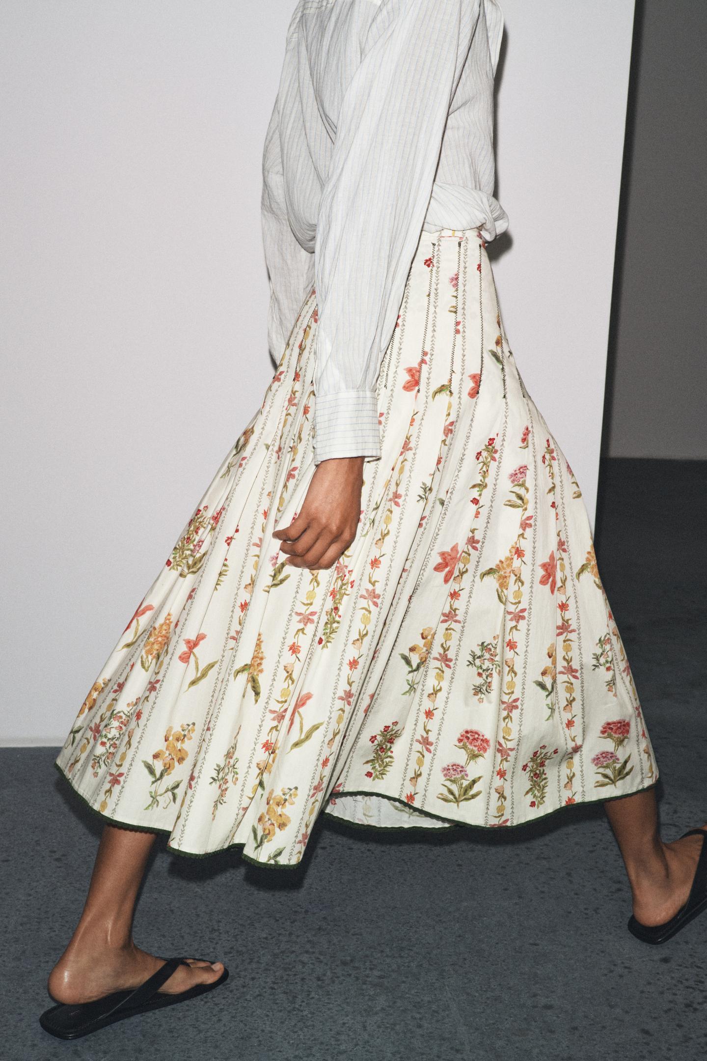 Falling Petals Midi Skirt