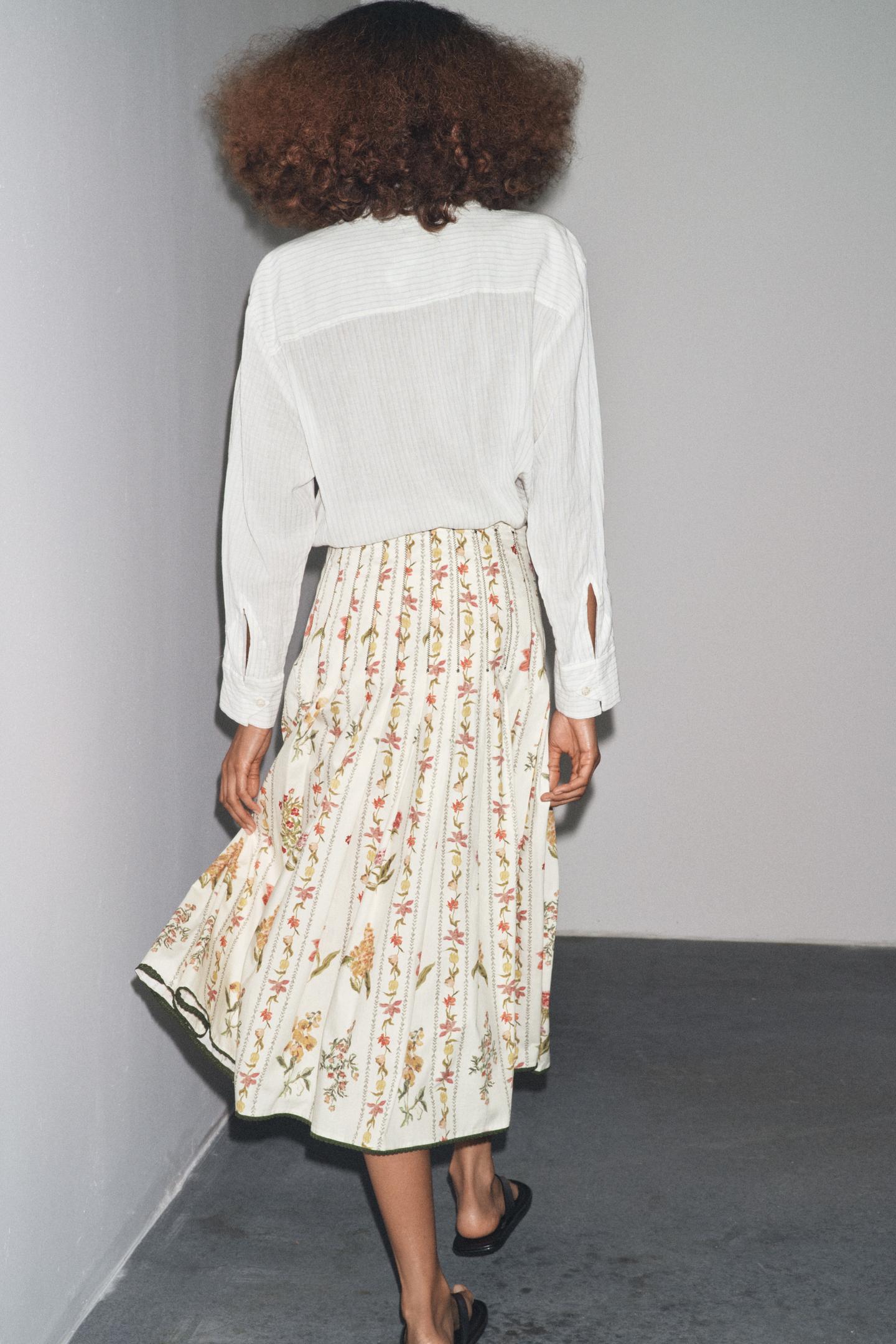 Falling Petals Midi Skirt