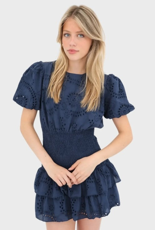 Midnight Bloom Eyelet Mini Dress 🌙✨