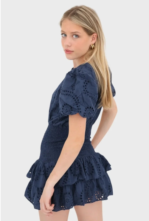 Midnight Bloom Eyelet Mini Dress 🌙✨