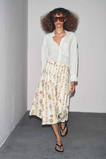 Falling Petals Midi Skirt