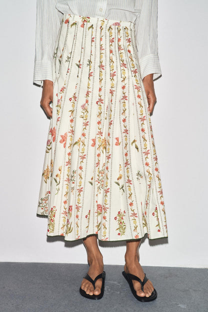 Falling Petals Midi Skirt