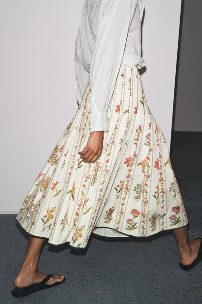 Falling Petals Midi Skirt