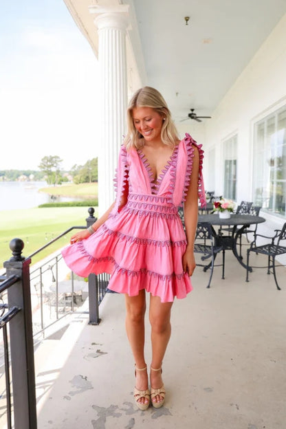 Flirty Pink Ruffle Mini Dress 🌸✨